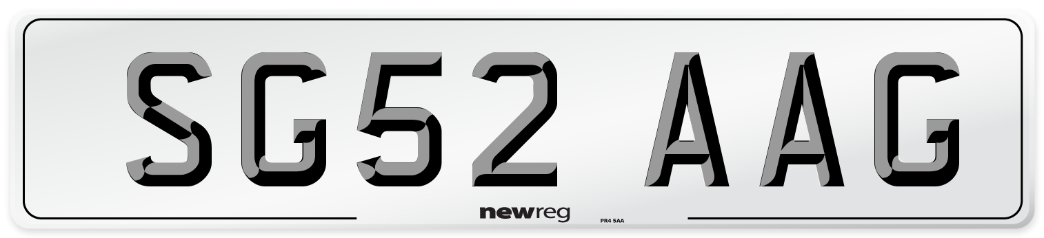 SG52 AAG Number Plate from New Reg